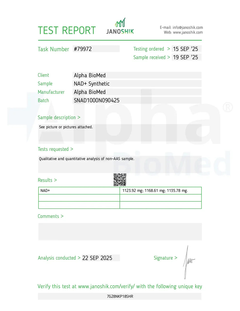 NAD+ (1000mg) Synthetic (6ml Vial)